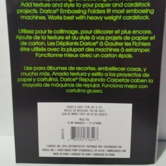 Darice Embossing Folder Miss You Scrapbook Paper Crafts Card Making - Picture 5 of 6